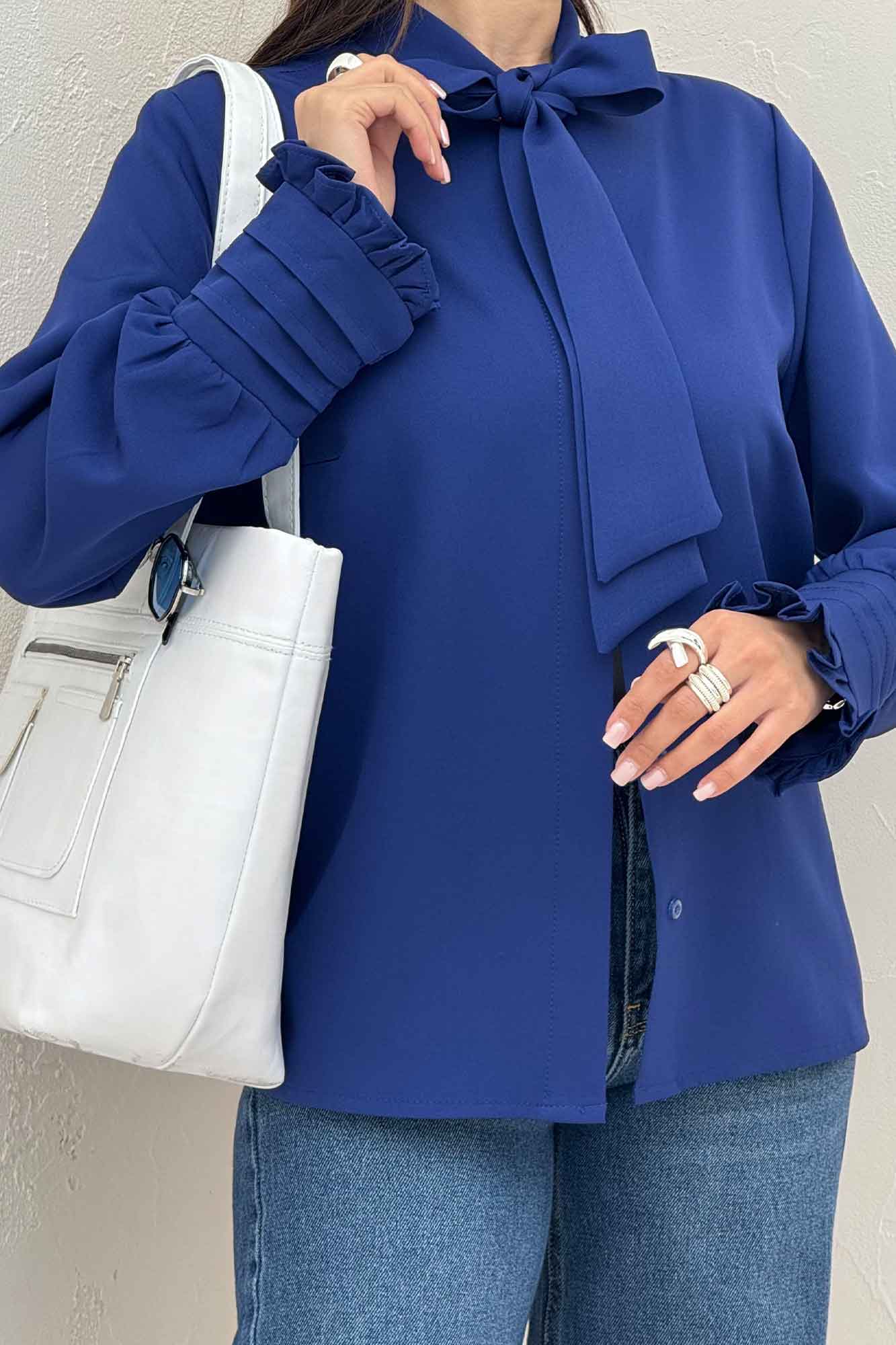 شومیز مانتویی مازراتی یقه کراواتی 