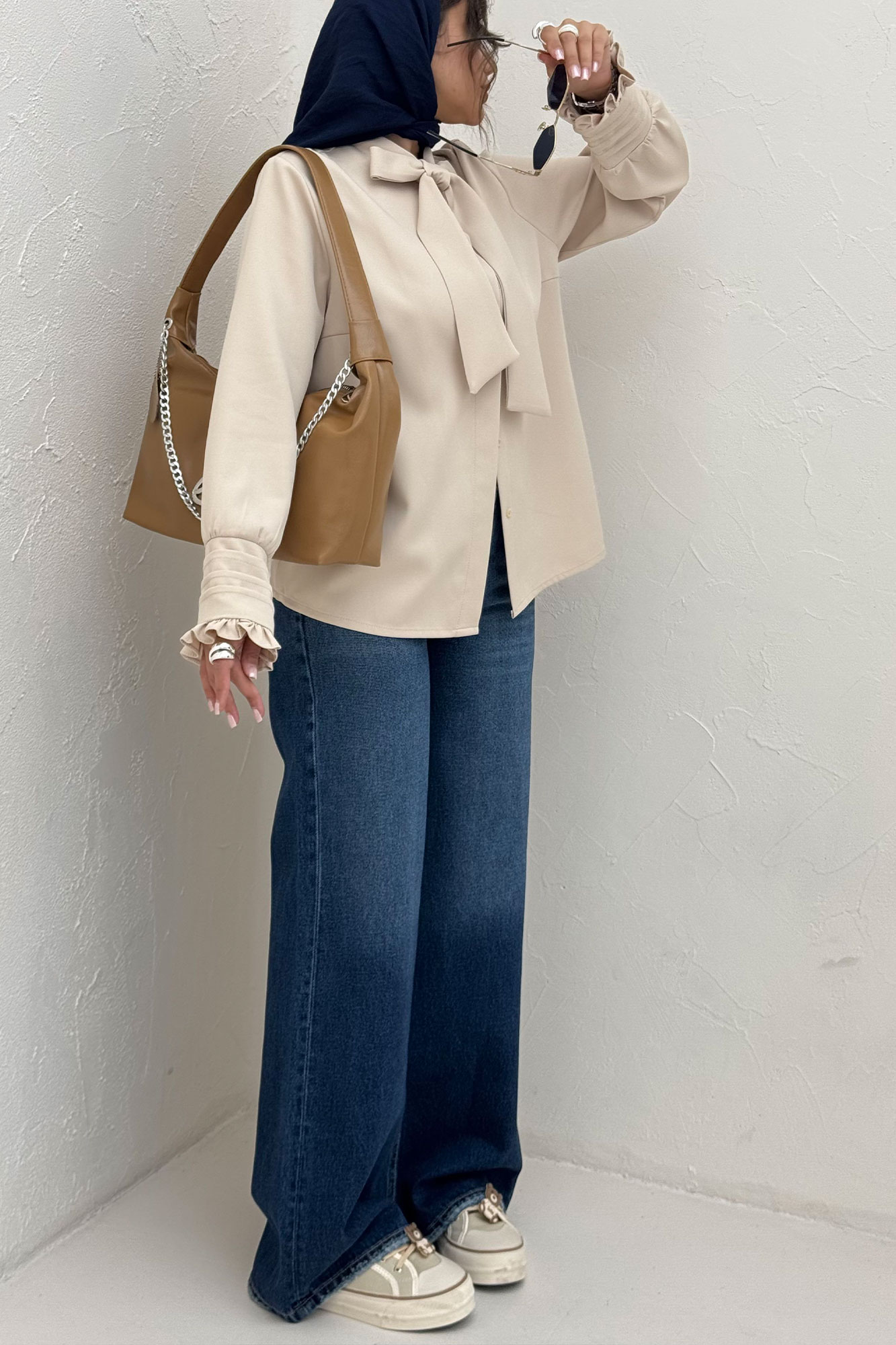 شومیز مانتویی مازراتی یقه کراواتی 