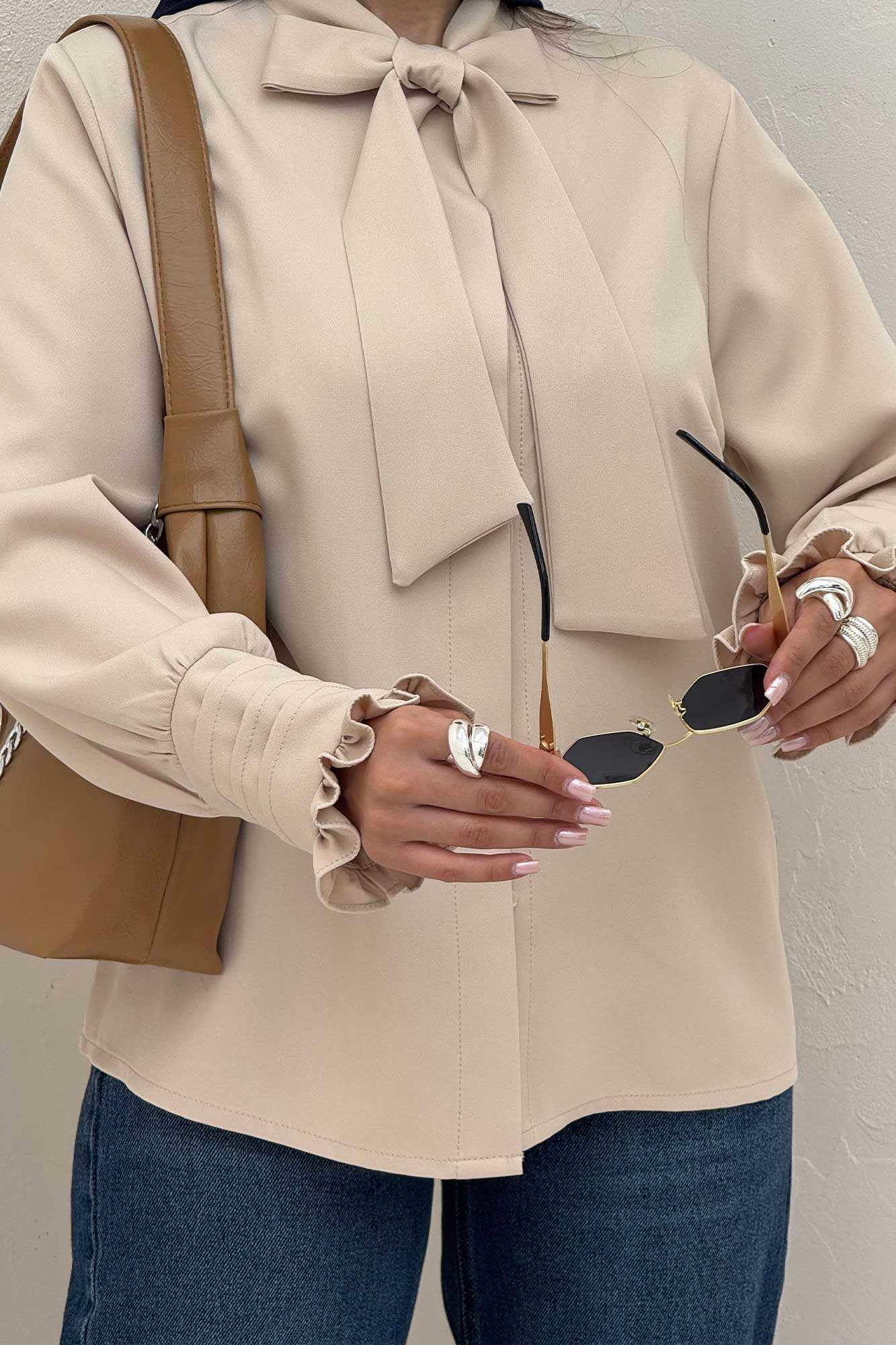 شومیز مانتویی مازراتی یقه کراواتی 