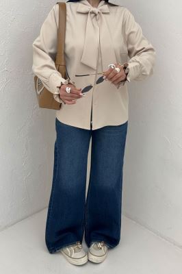 شومیز مانتویی مازراتی یقه کراواتی 