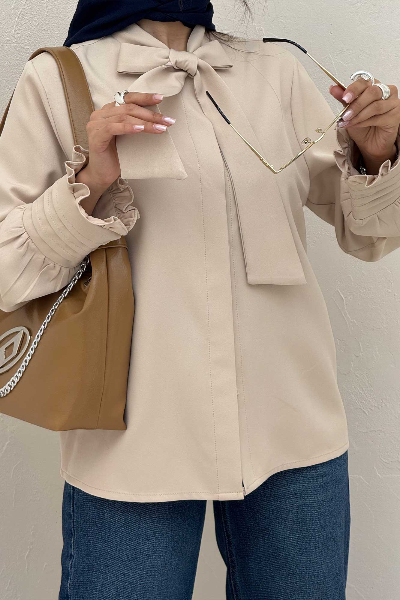 شومیز مانتویی مازراتی یقه کراواتی 