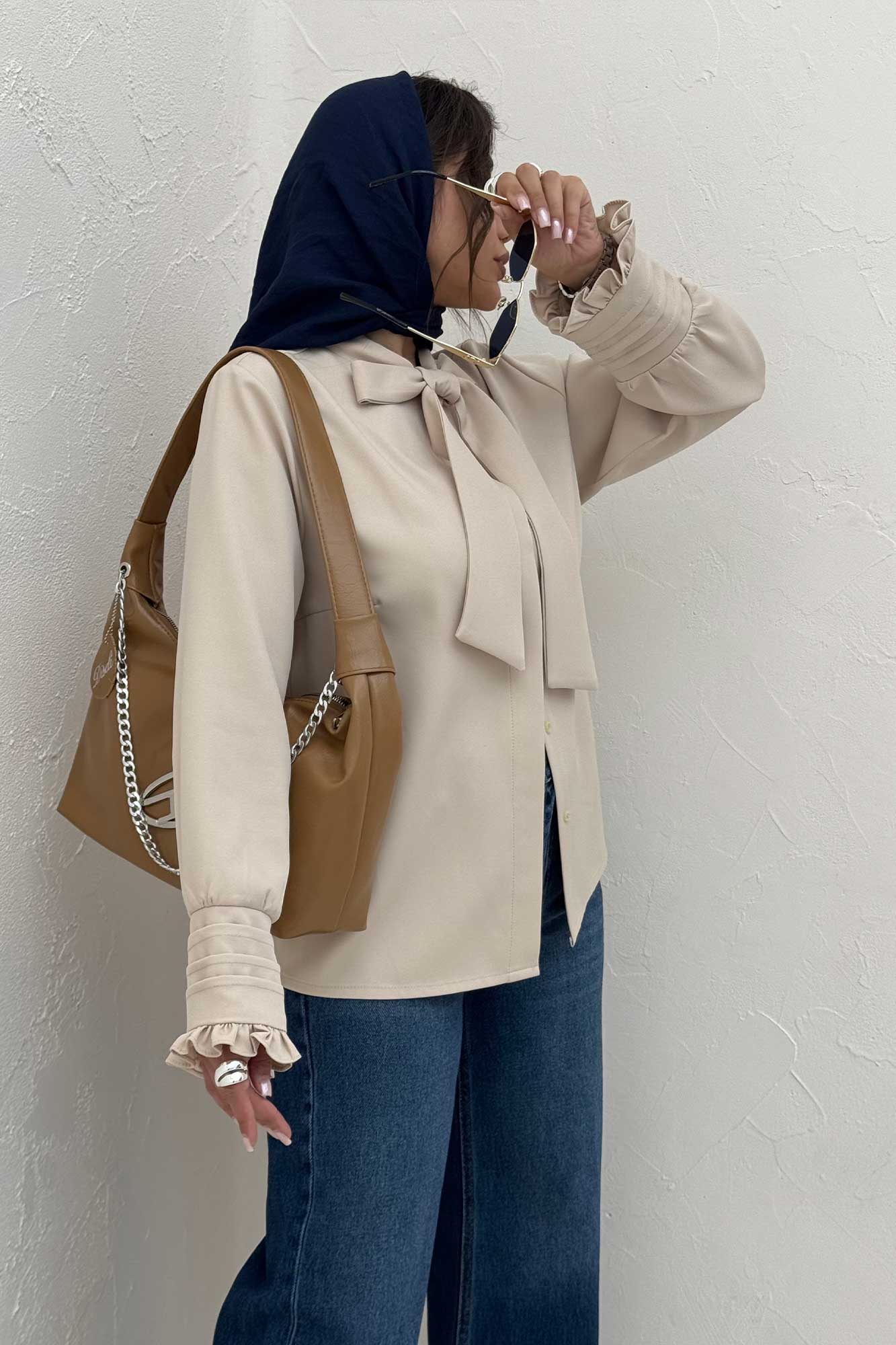 شومیز مانتویی مازراتی یقه کراواتی 