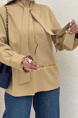 شومیز مانتویی مازراتی یقه کراواتی 