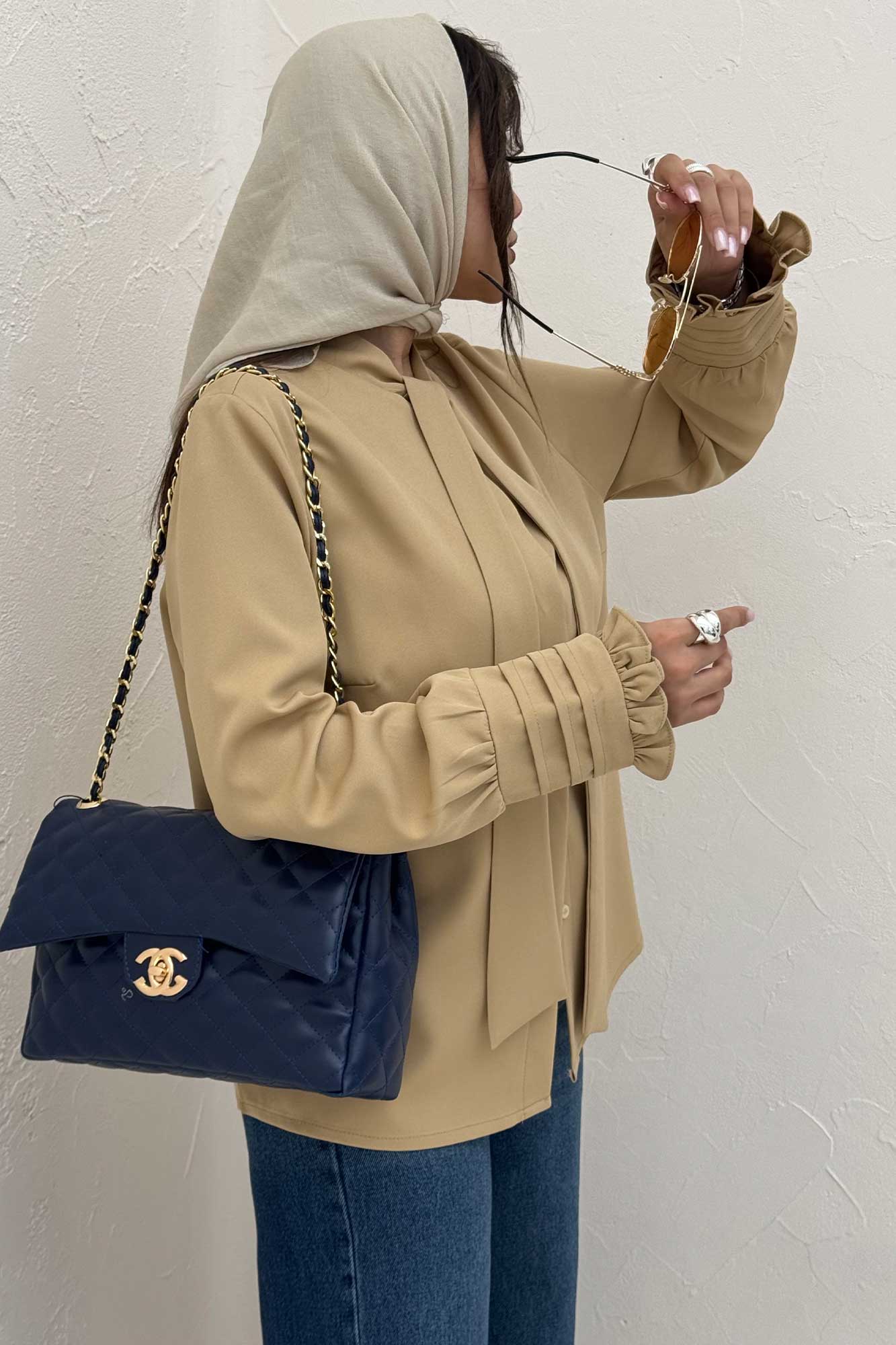 شومیز مانتویی مازراتی یقه کراواتی 