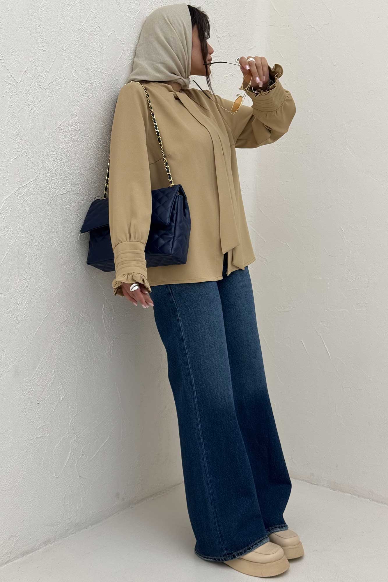 شومیز مانتویی مازراتی یقه کراواتی 