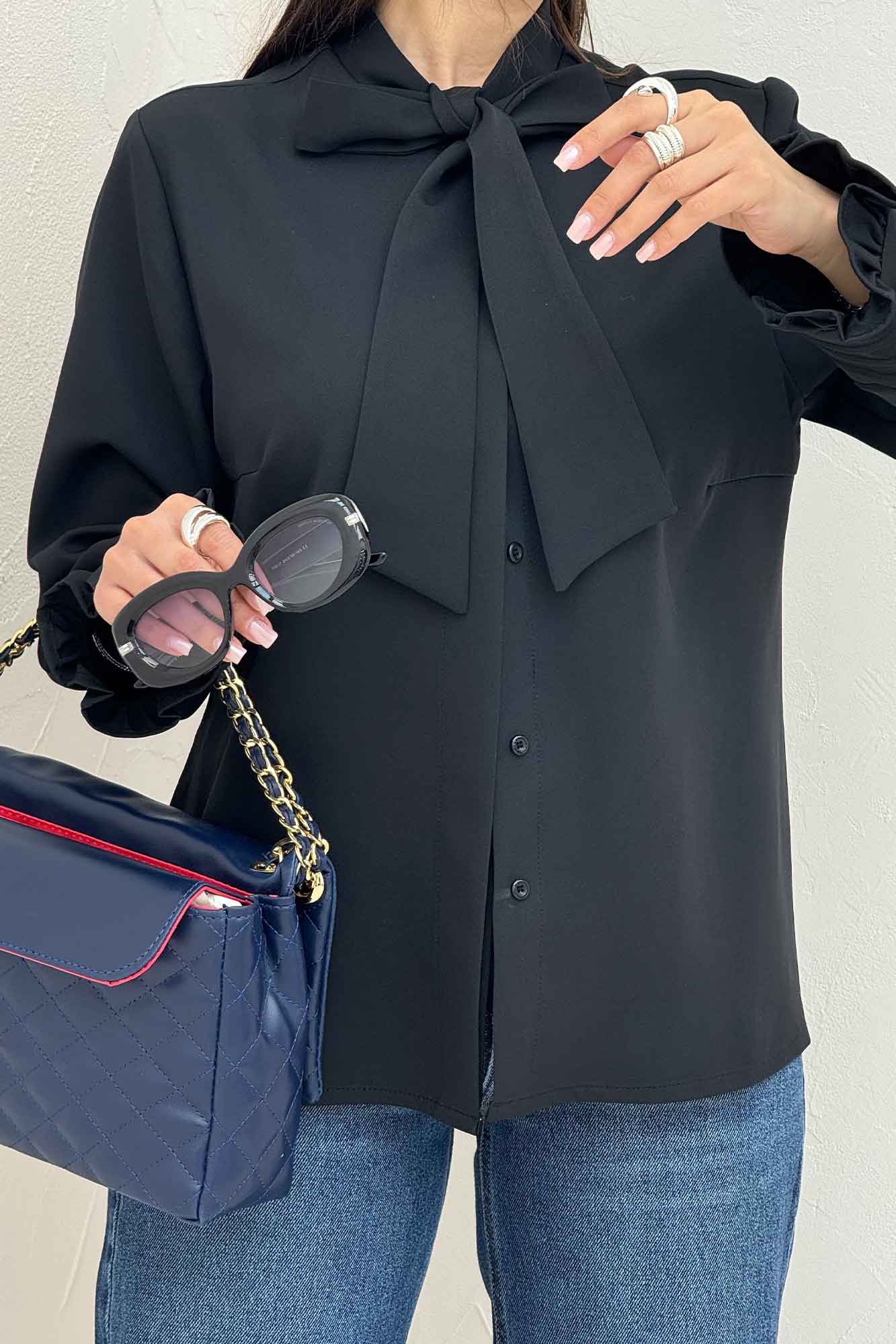 شومیز مانتویی مازراتی یقه کراواتی 