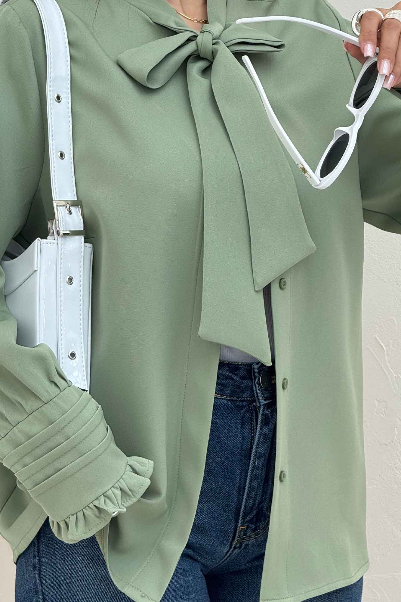 شومیز مانتویی مازراتی یقه کراواتی 