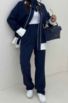 ست کت و شلوار مازراتی مغزی دوزی حاشیه سفید مگان