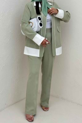 ست کت و شلوار مازراتی مغزی دوزی حاشیه سفید مگان