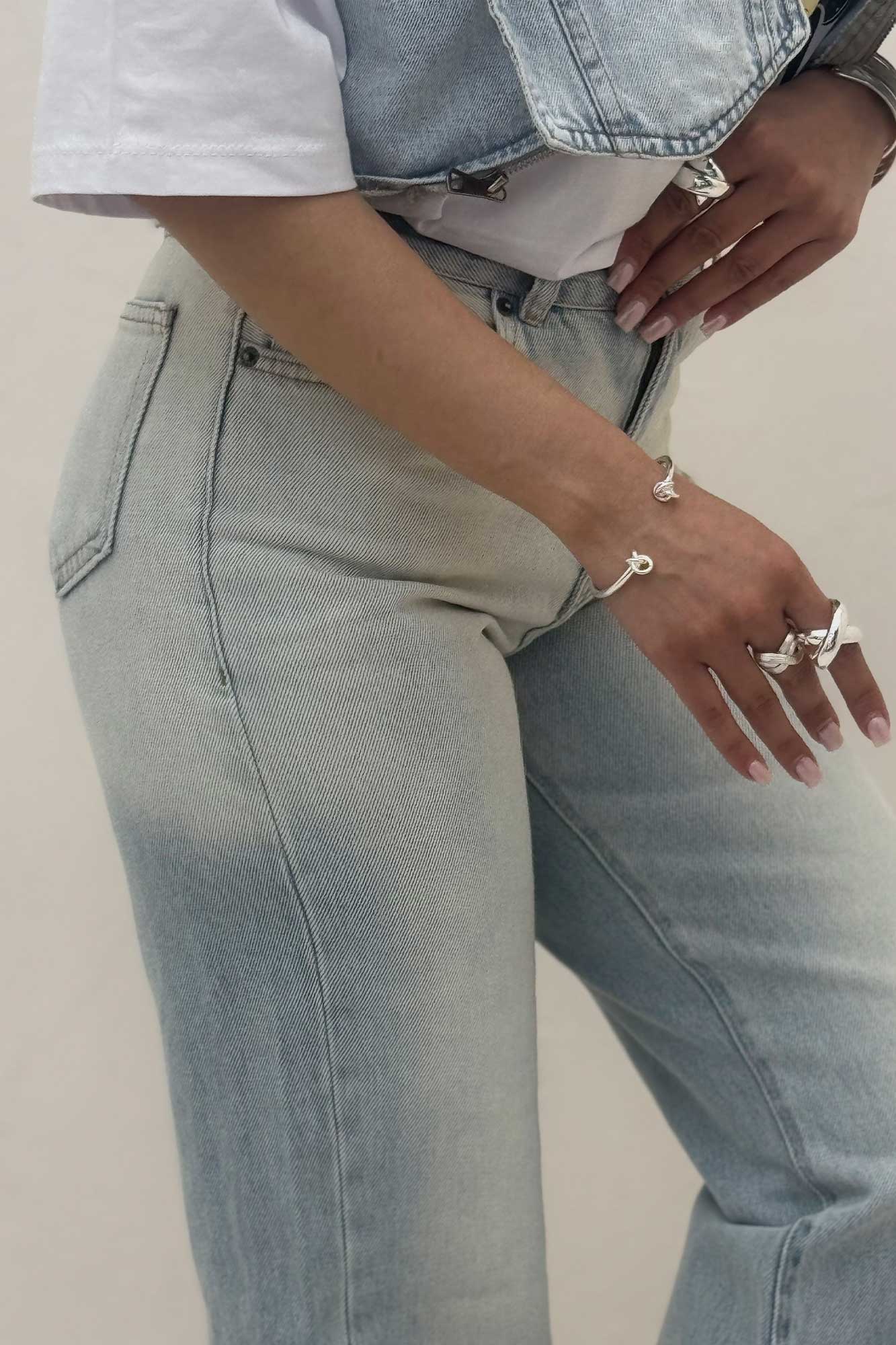 شلوار جین نیم بگ دمپا زاپ 9002904