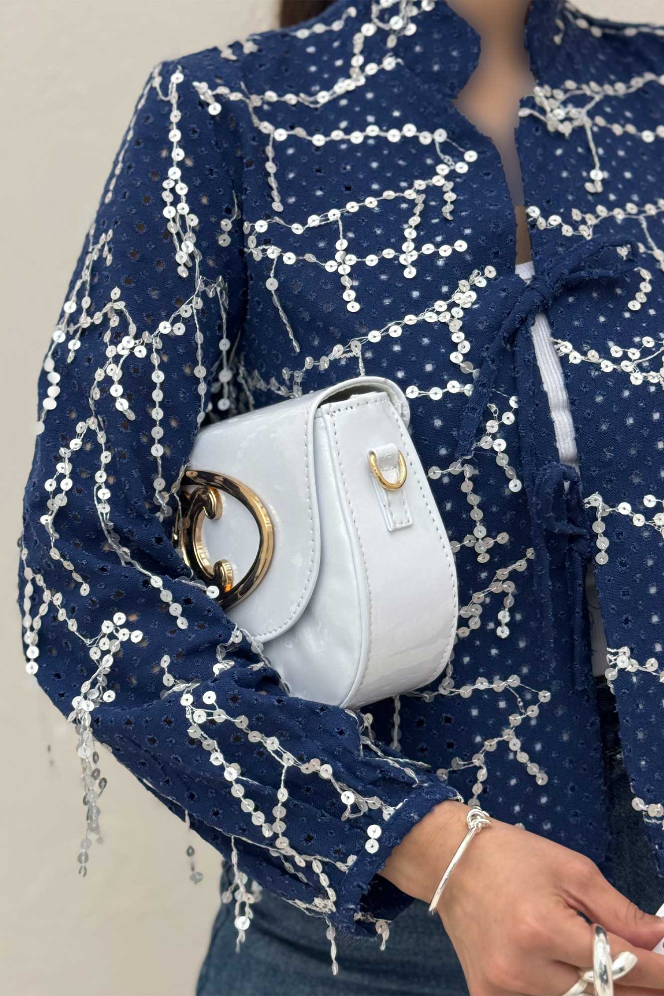 کت لینن پولک دوزی دو بند