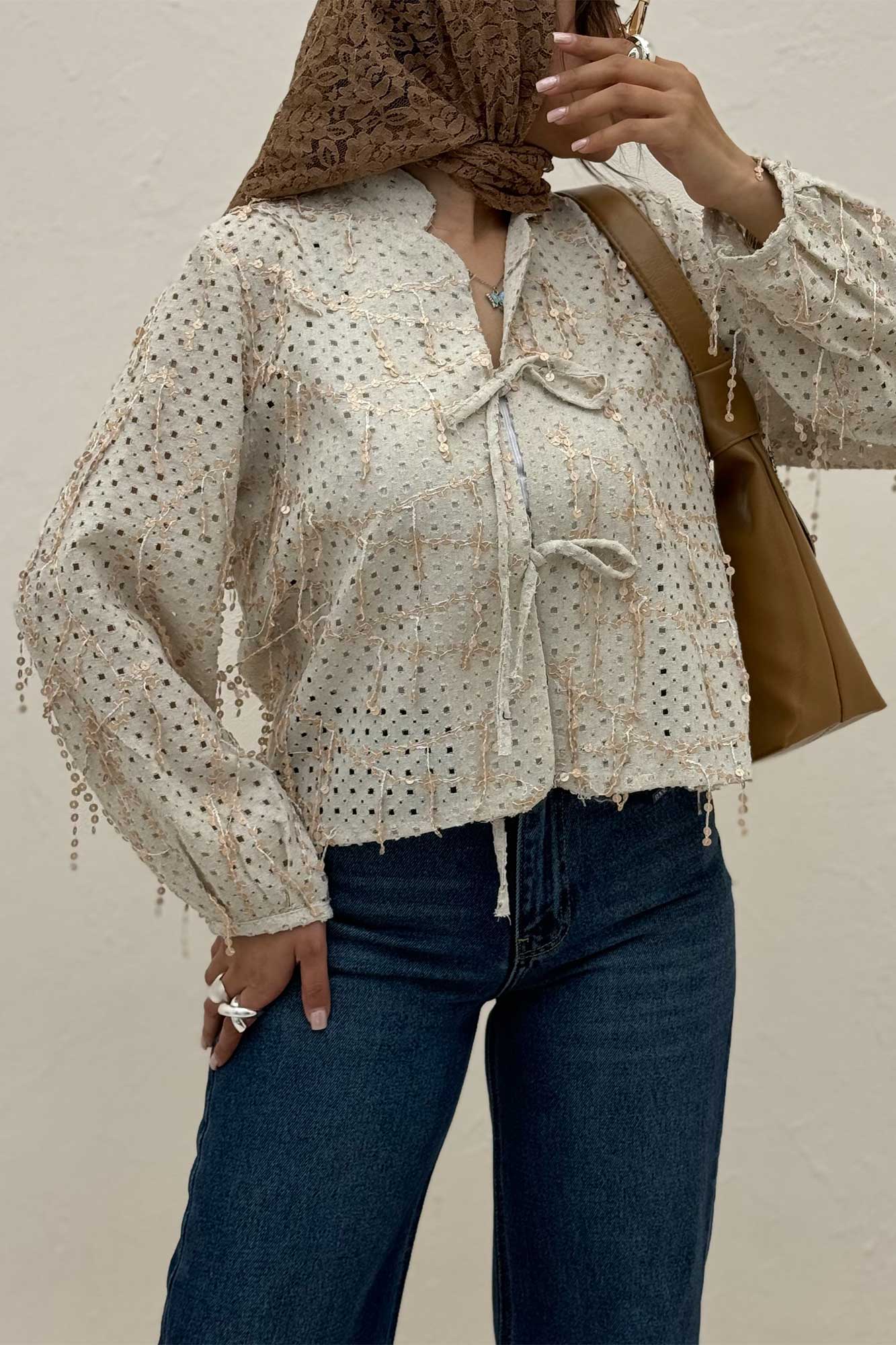 کت لینن پولک دوزی دو بند