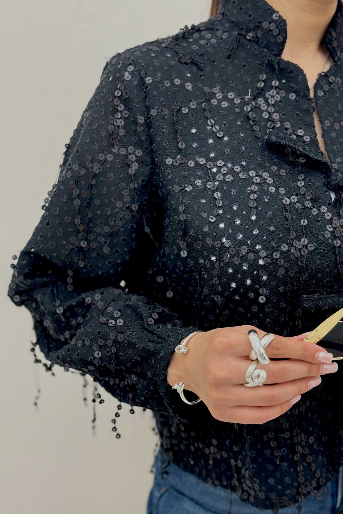 کت لینن پولک دوزی دو بند