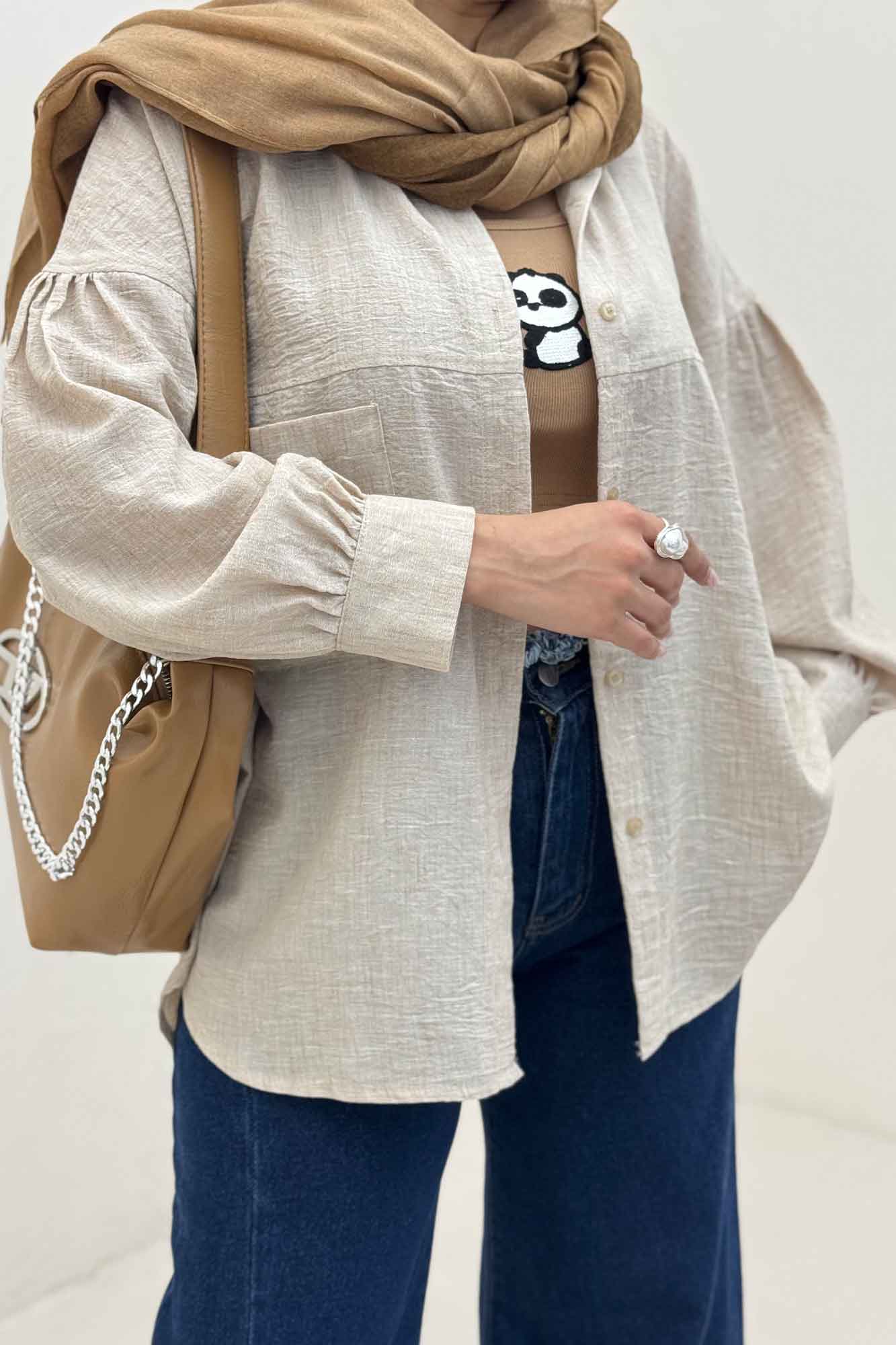 شومیز مانتویی شانتون زارا پشت چین تک جیب