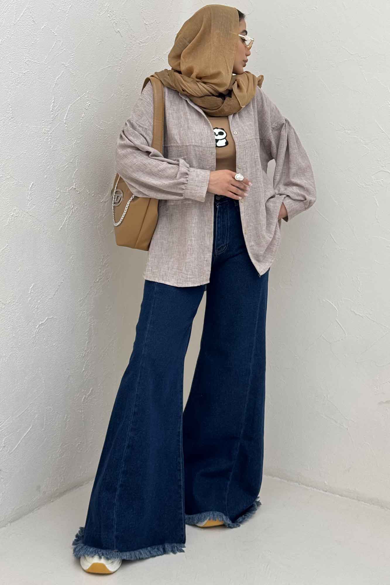 شومیز مانتویی شانتون زارا پشت چین تک جیب