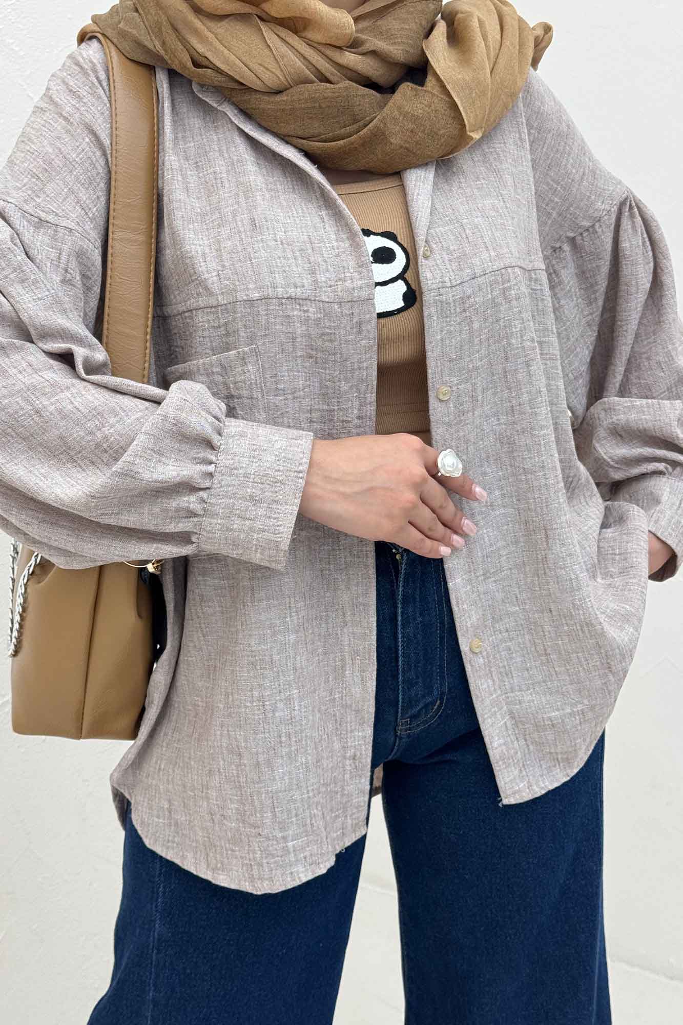 شومیز مانتویی شانتون زارا پشت چین تک جیب