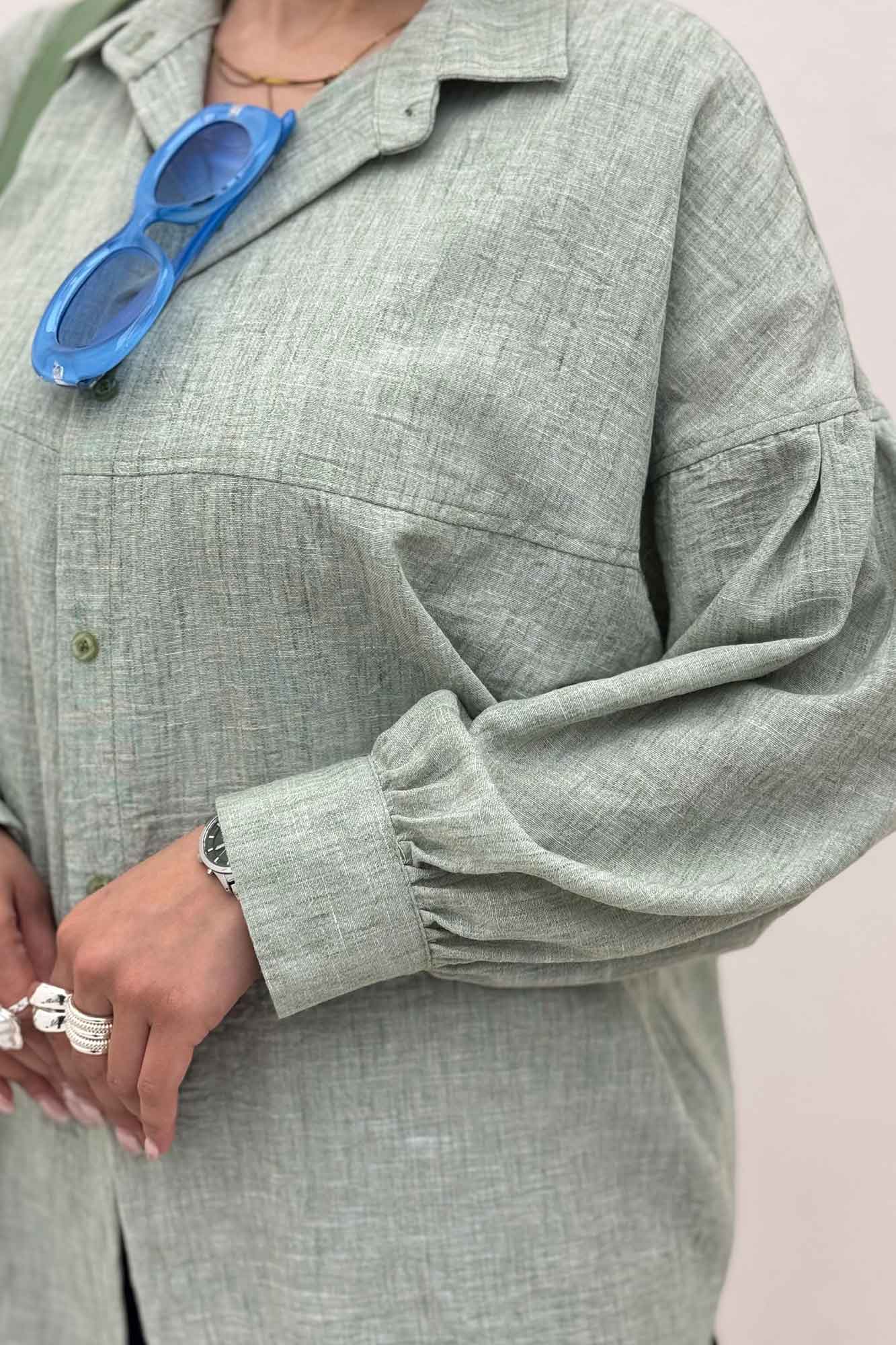 شومیز مانتویی شانتون زارا پشت چین تک جیب