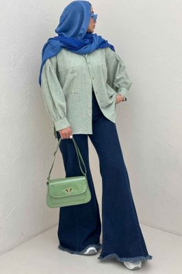 شومیز مانتویی شانتون زارا پشت چین تک جیب