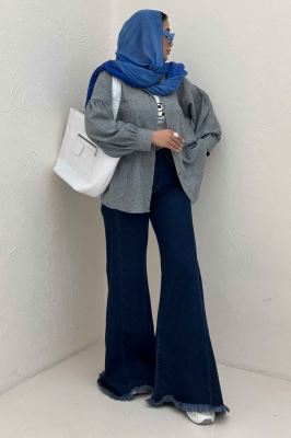 شومیز مانتویی شانتون زارا پشت چین تک جیب