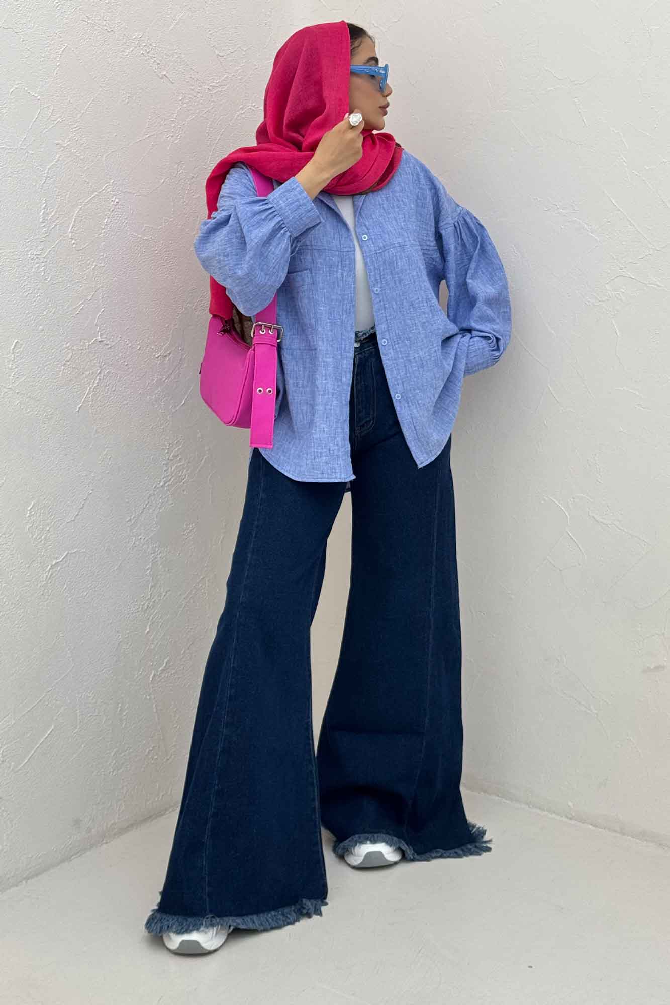 شومیز مانتویی شانتون زارا پشت چین تک جیب