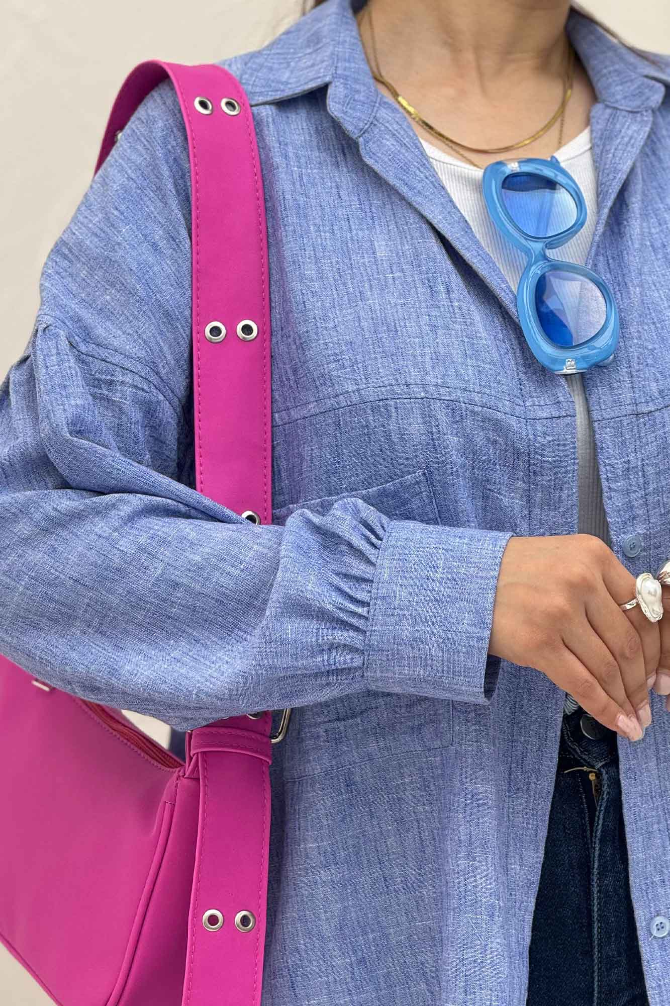 شومیز مانتویی شانتون زارا پشت چین تک جیب