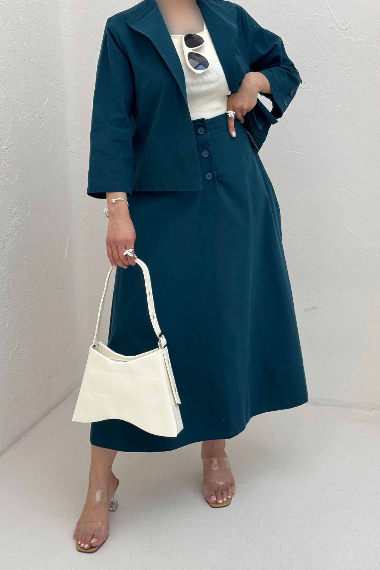 ست کت و دامن لینن ستاره