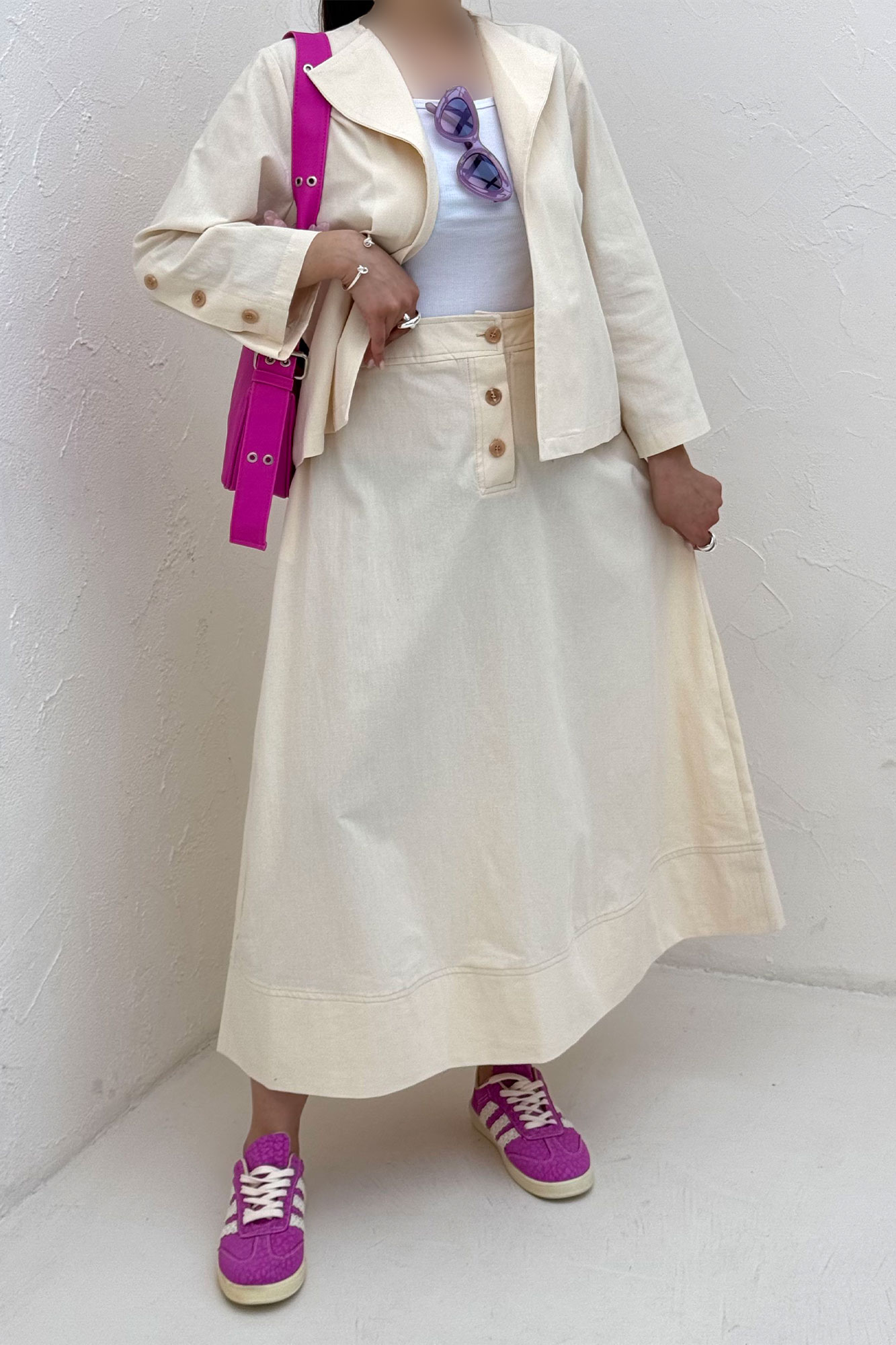 ست کت و دامن لینن ستاره