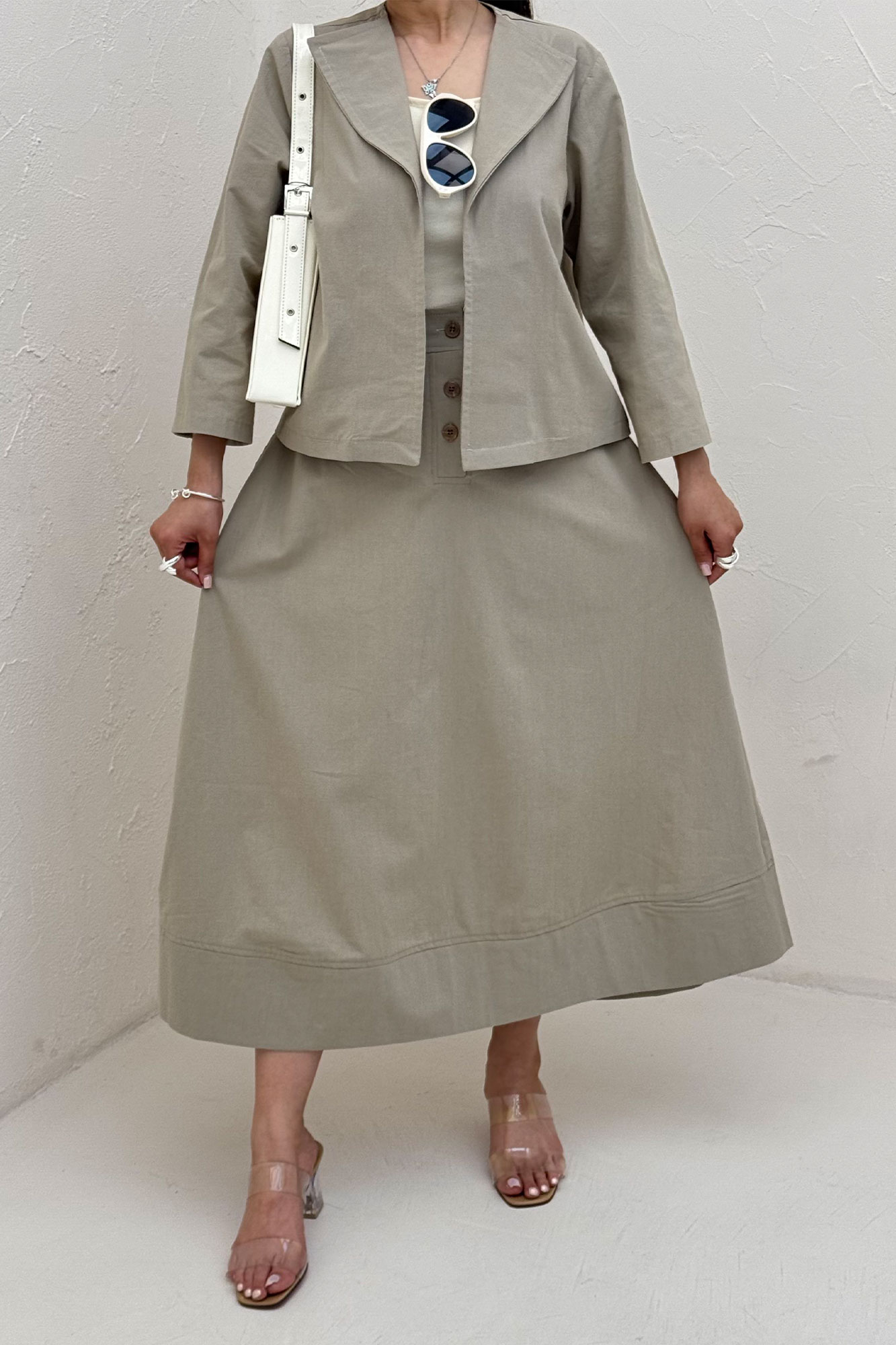 ست کت و دامن لینن ستاره