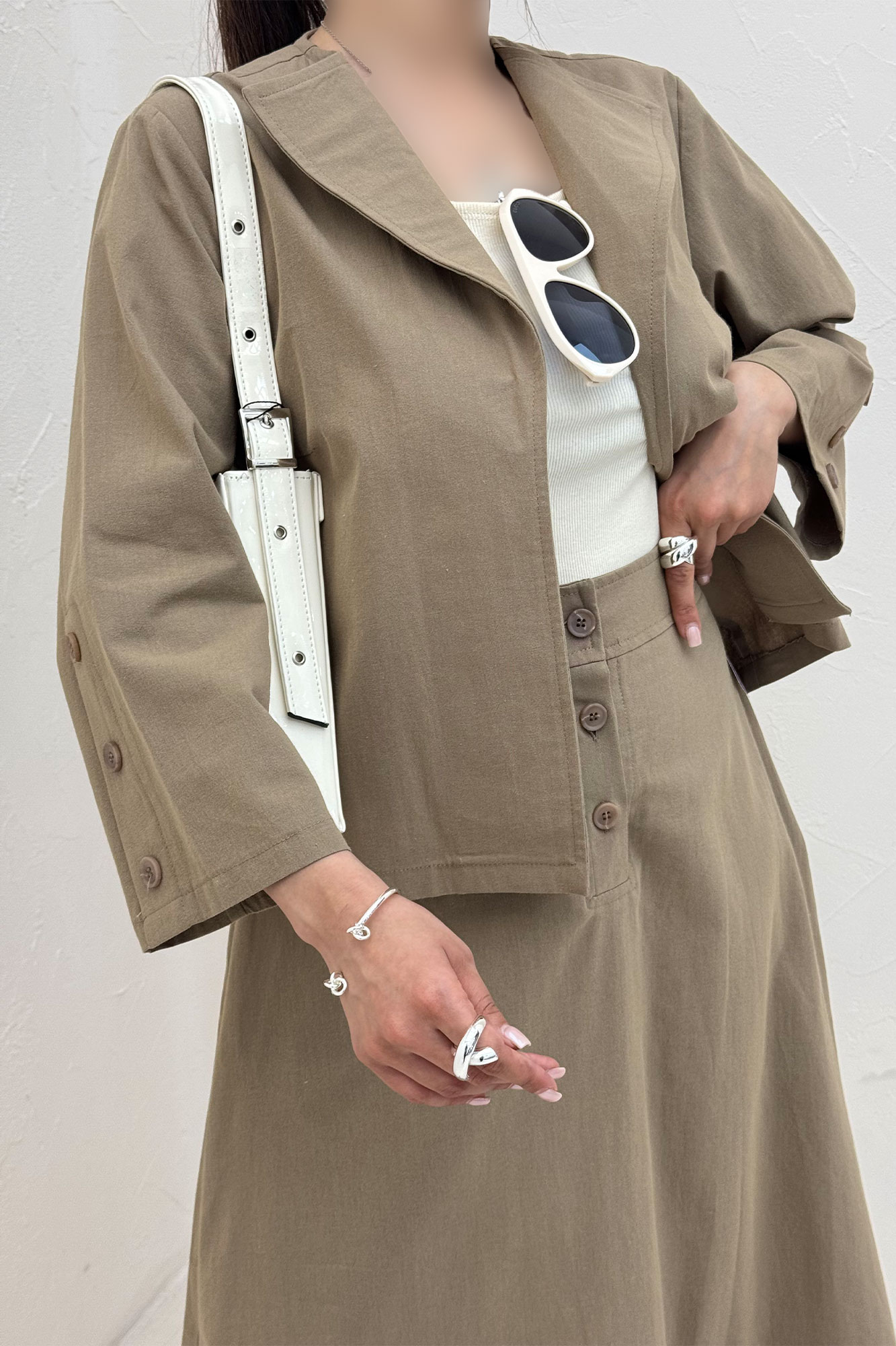 ست کت و دامن لینن ستاره