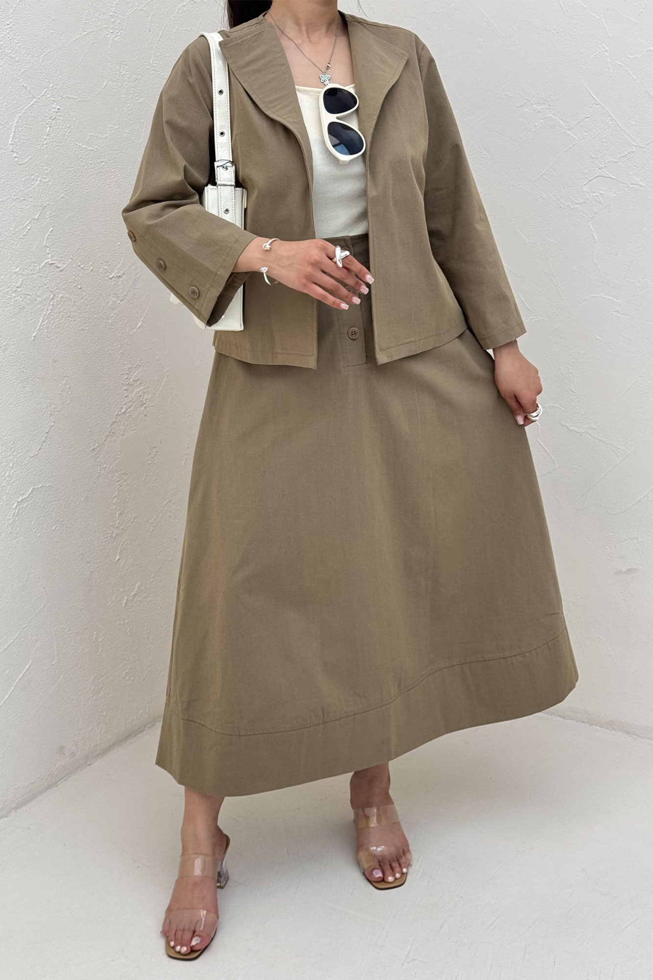 ست کت و دامن لینن ستاره