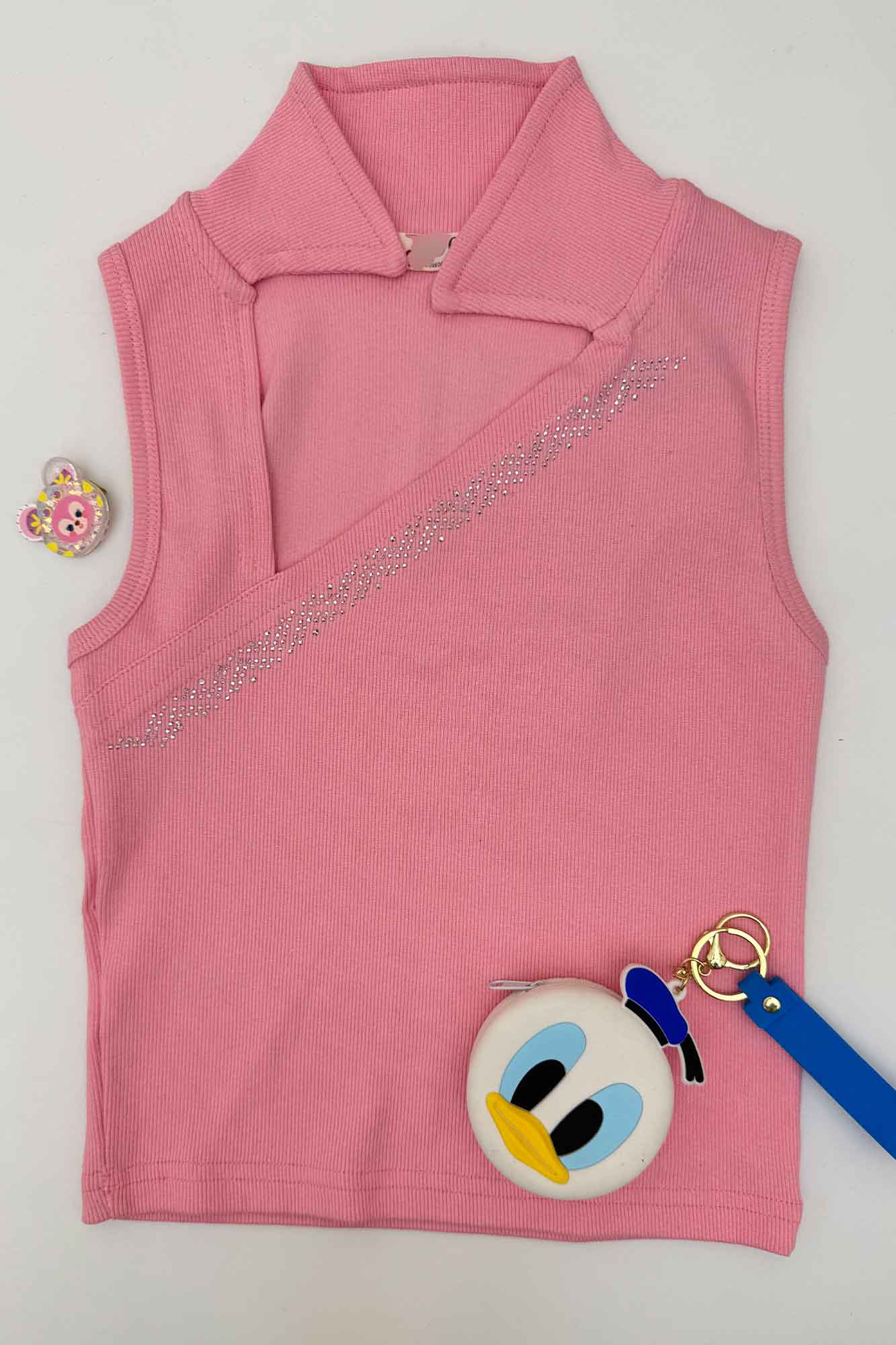 تاپ فانریپ یقه کج نگین دار