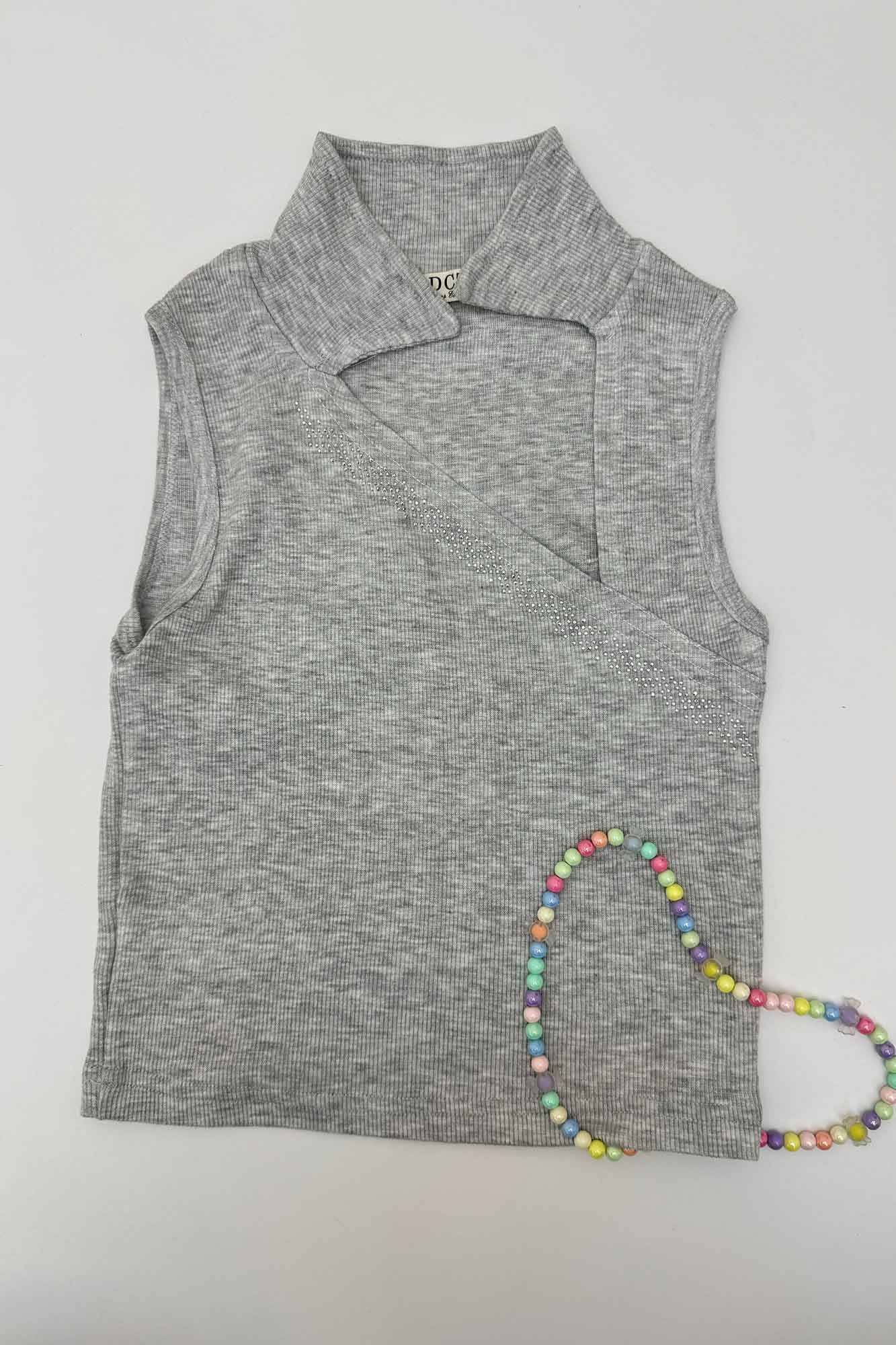 تاپ فانریپ یقه کج نگین دار