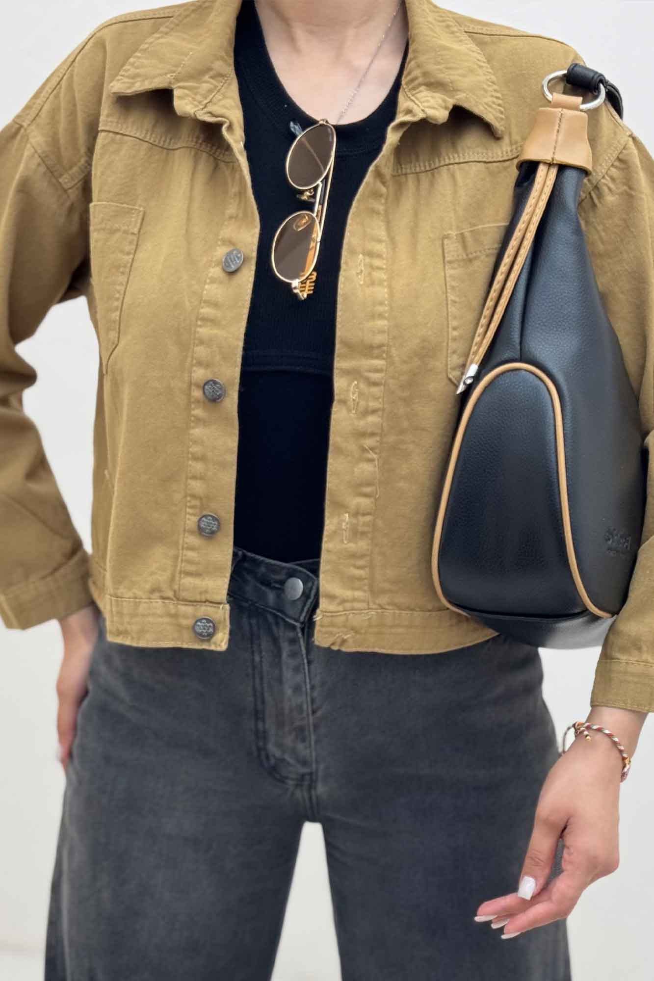 کت کراپ کتان زاپدار T P