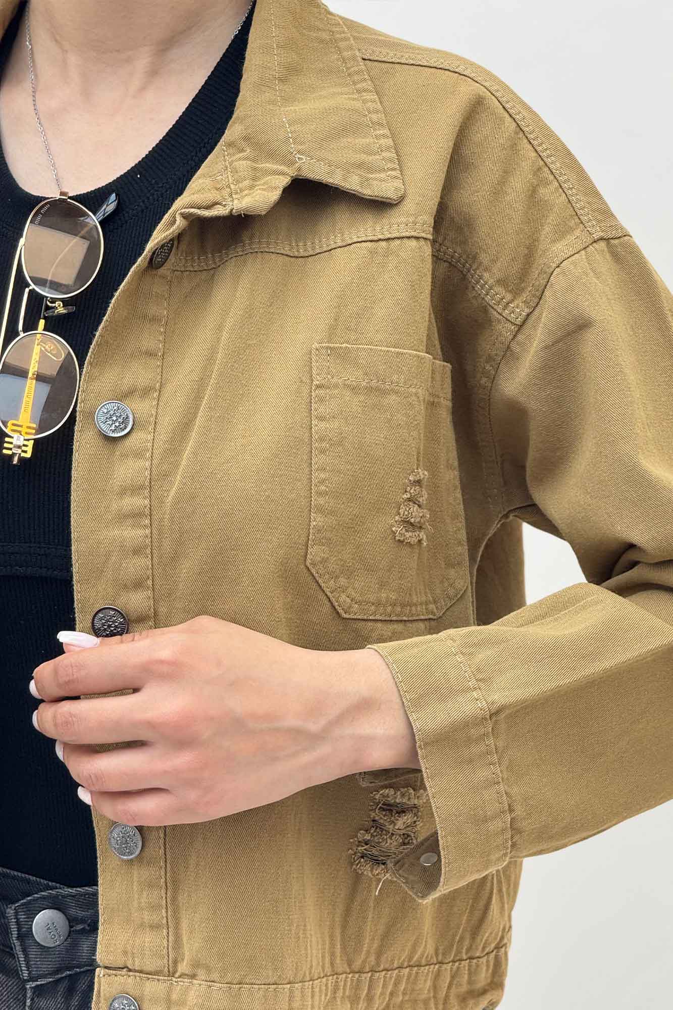 کت کراپ کتان زاپدار T P