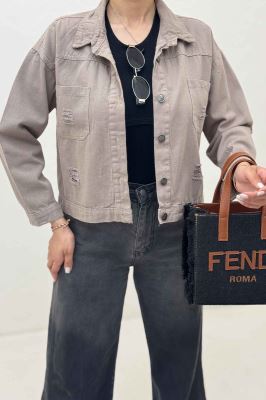 کت کراپ کتان زاپدار T P