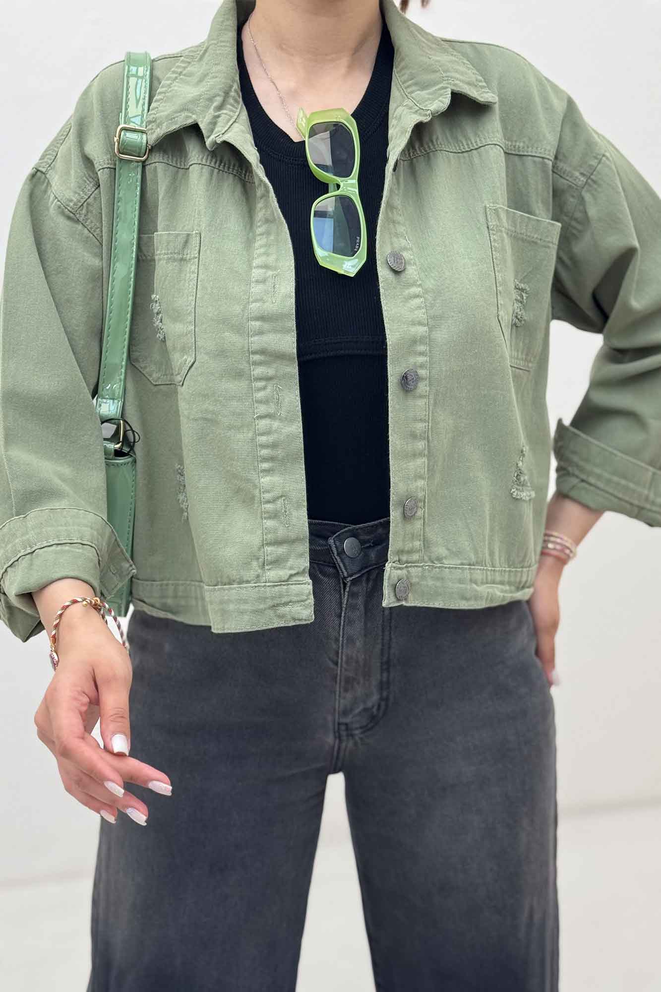 کت کراپ کتان زاپدار T P