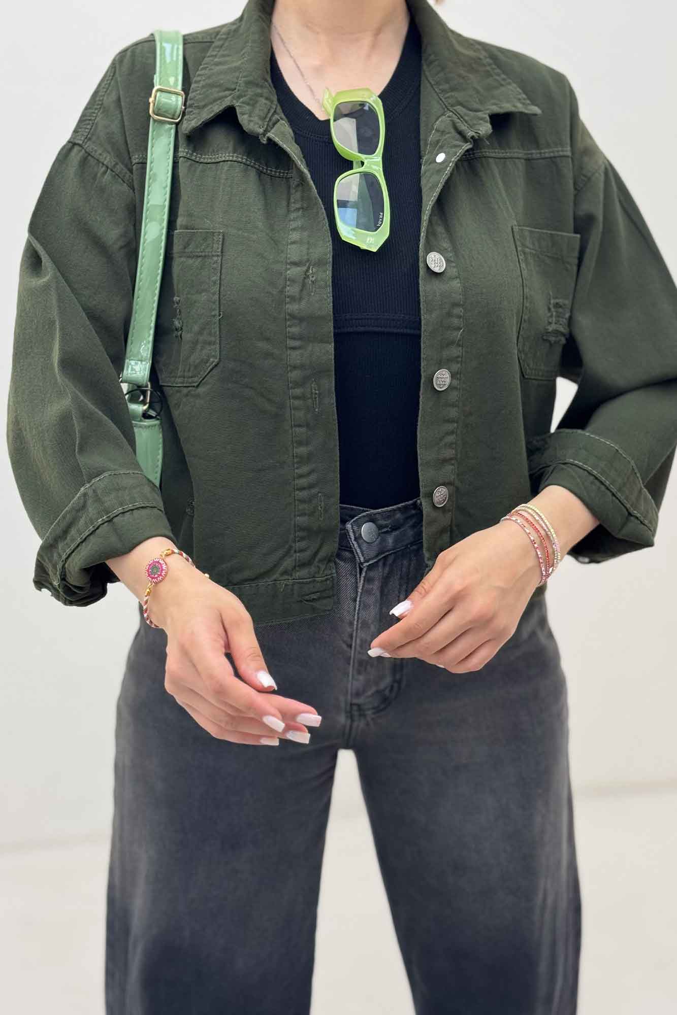 کت کراپ کتان زاپدار T P