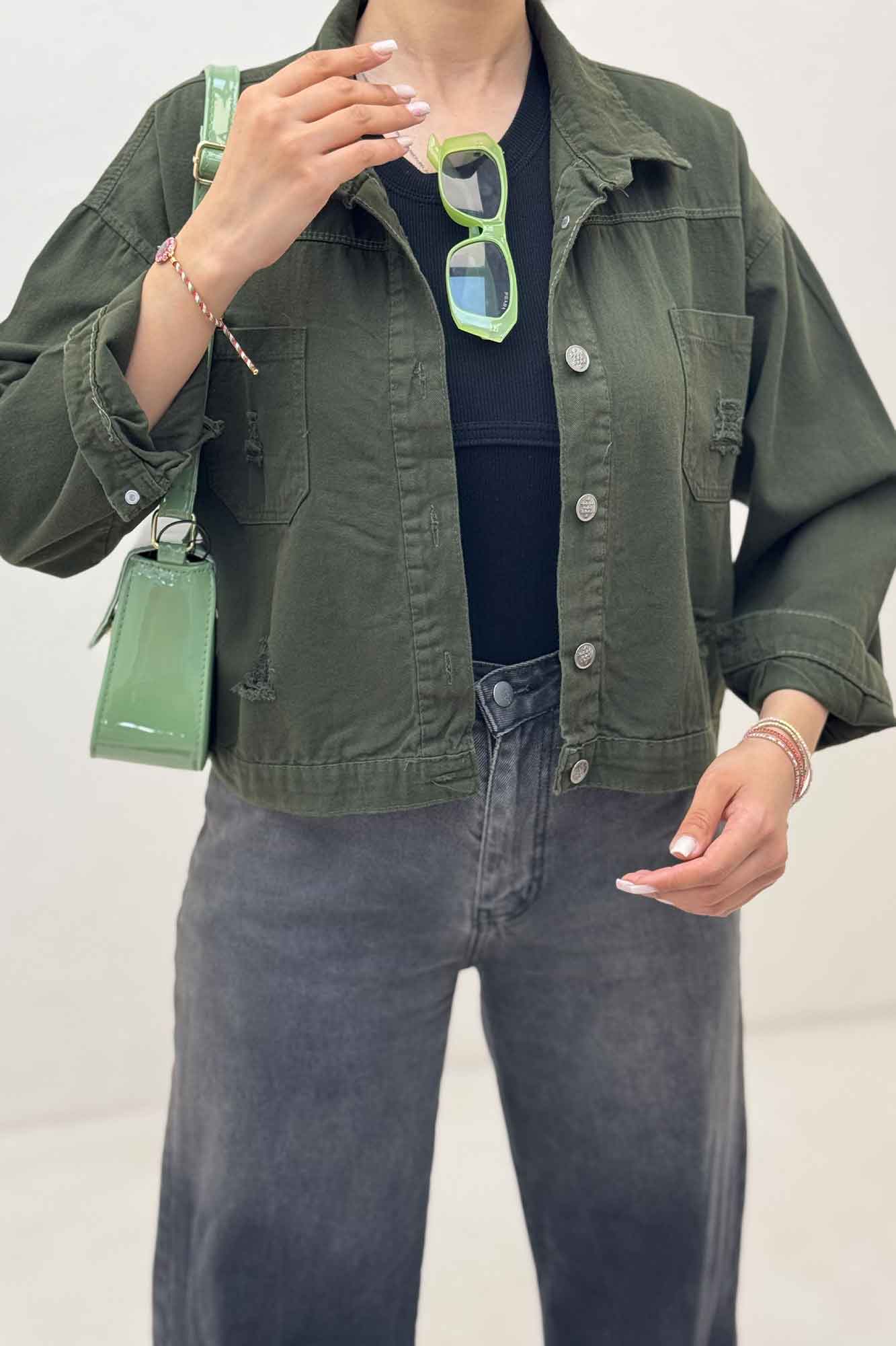 کت کراپ کتان زاپدار T P