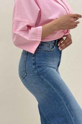 شلوار جین بگی کمر ساده بدون زاپ 911703