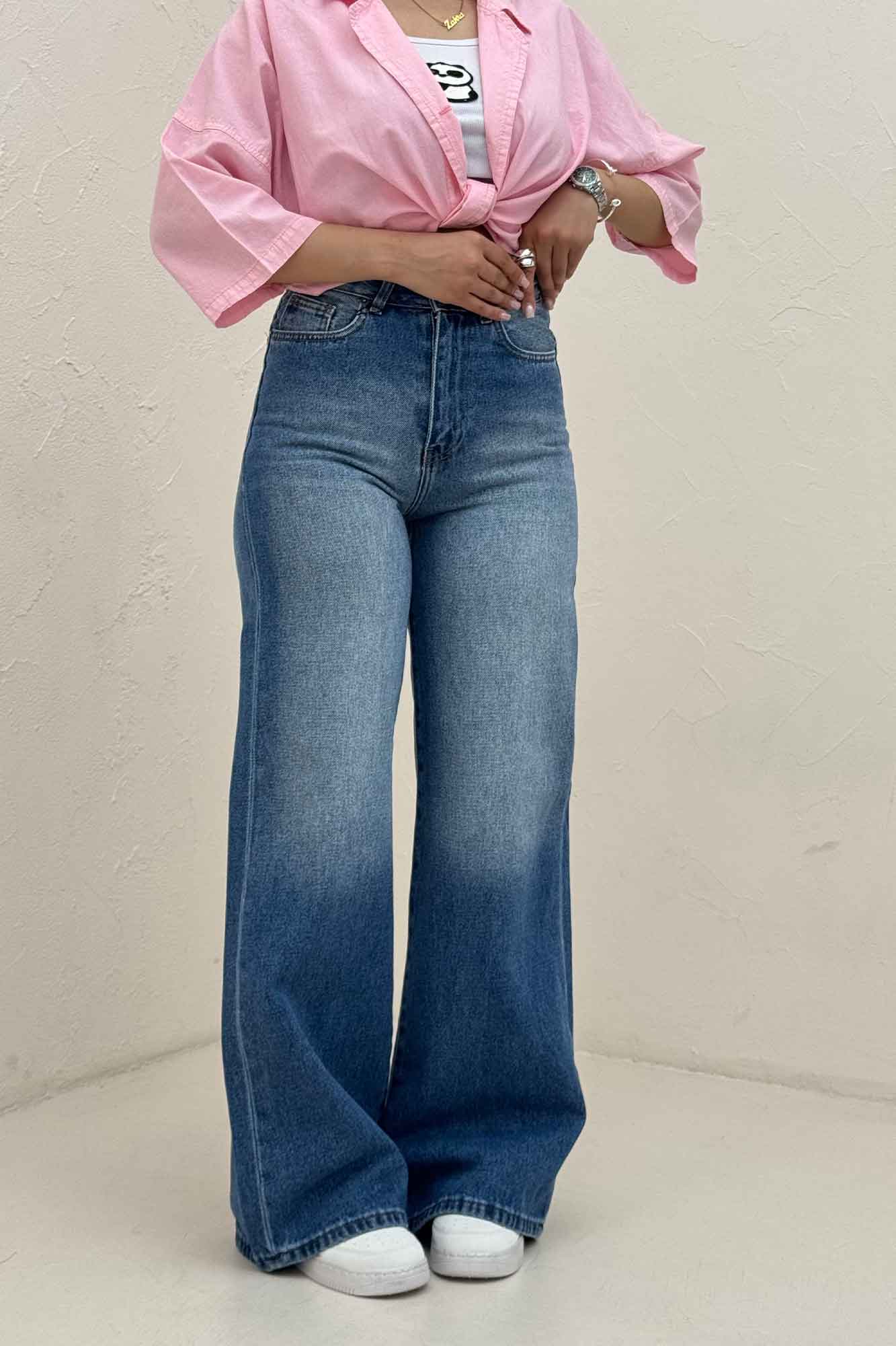 شلوار جین بگی کمر ساده بدون زاپ 911703