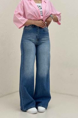 شلوار جین بگی کمر ساده بدون زاپ 911703