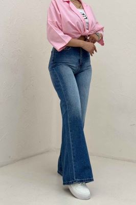 شلوار جین بگی کمر ساده بدون زاپ 911703