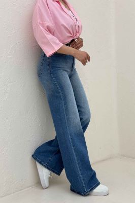 شلوار جین بگی کمر ساده بدون زاپ 911703