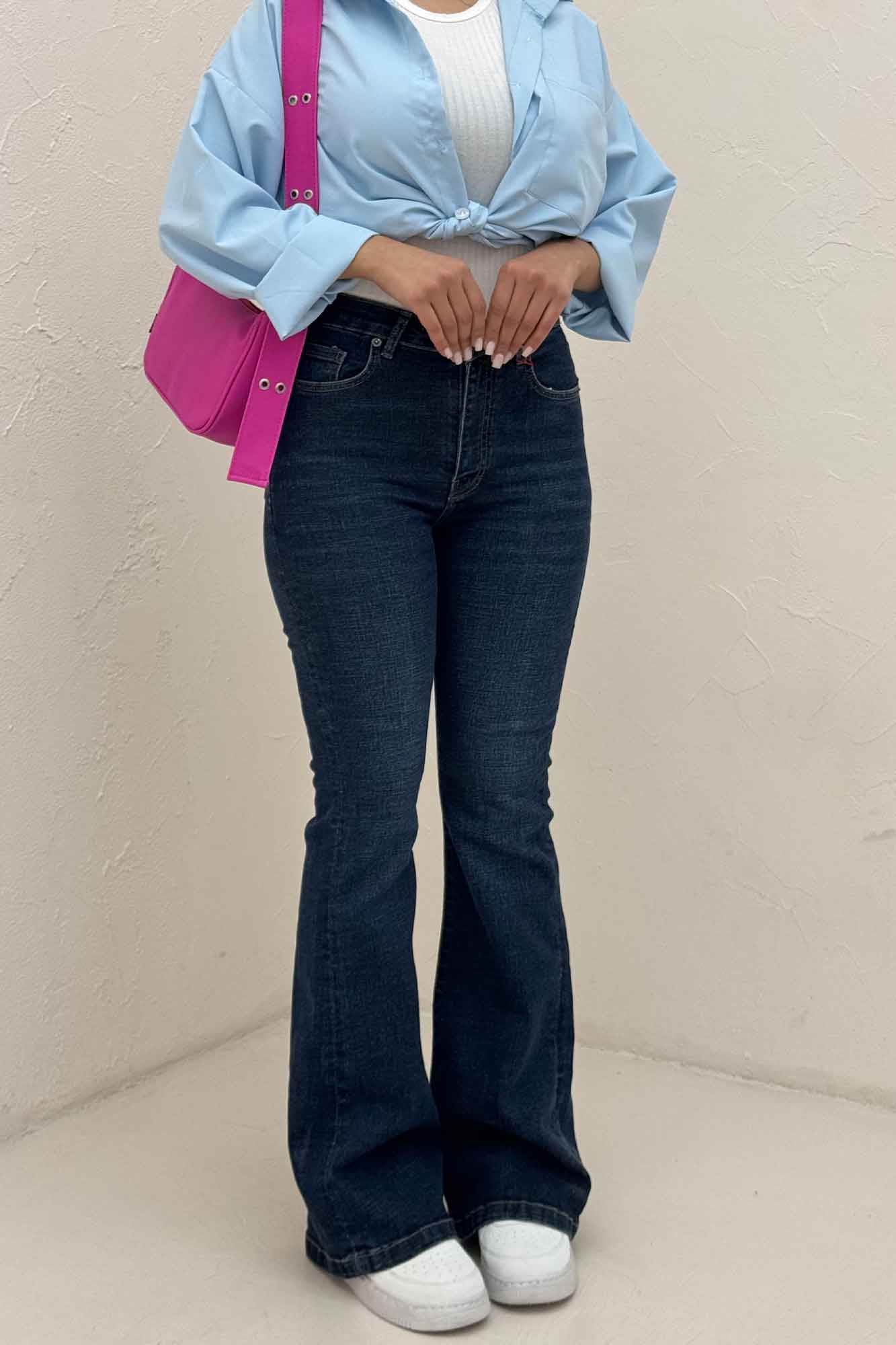 شلوار جین فلکس بوت کات کمر ساده بدون زاپ 59244