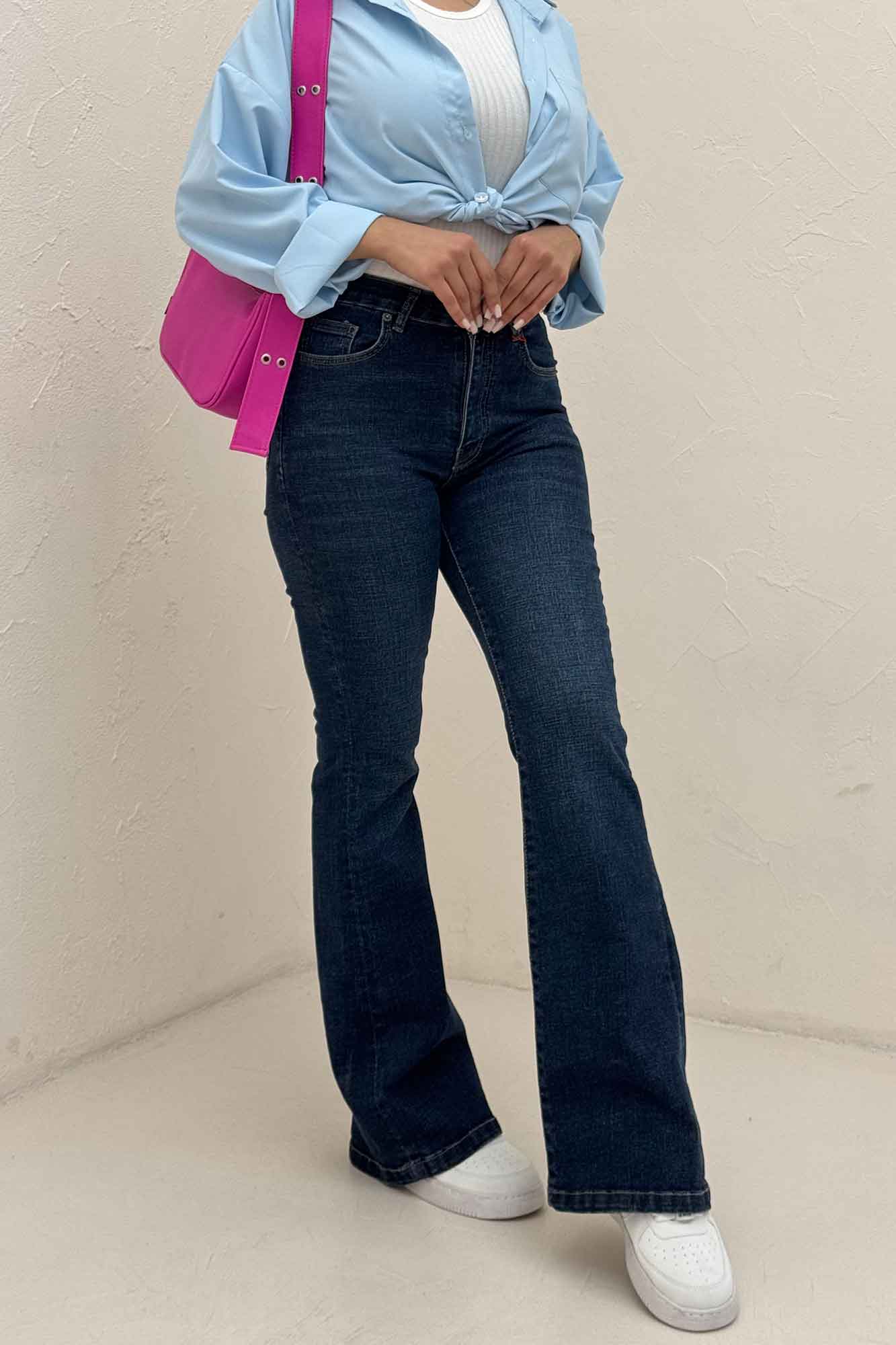 شلوار جین فلکس بوت کات کمر ساده بدون زاپ 59244