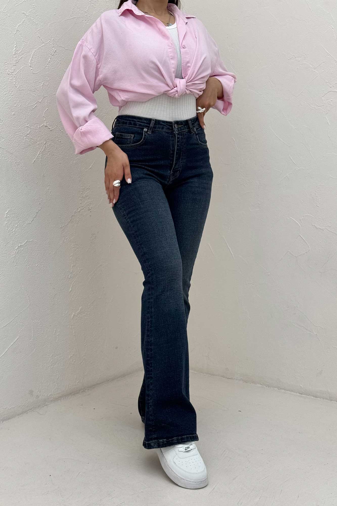 شلوار جین فلکس بوت کات کمر ساده بدون زاپ 59245