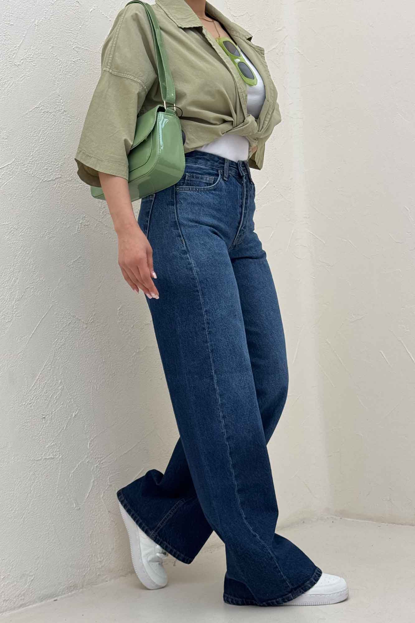 شلوار جین شافل کمر ساده بدون زاپ 300010448