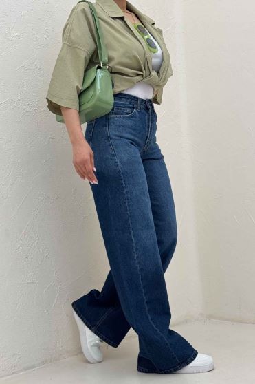 شلوار جین شافل کمر ساده بدون زاپ 300010448