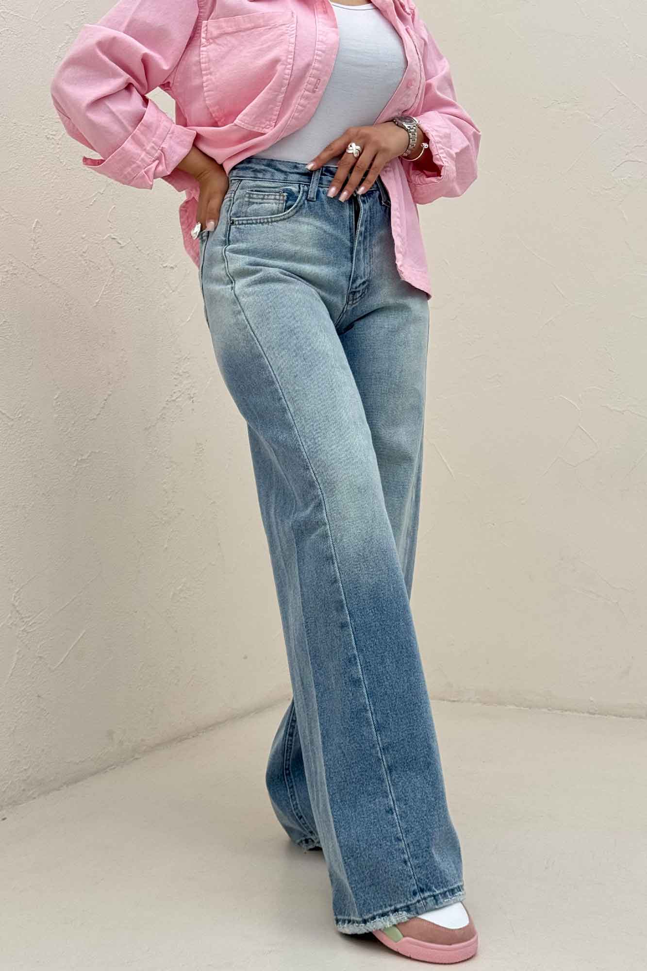 شلوار جین شافل کمر ساده دمپا زاپ 300010342