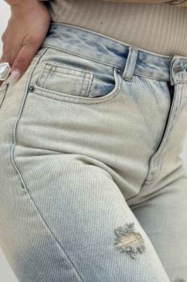 شلوار جین نیم بگ کمر ساده دبل زاپ 9002906